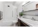 Bathroom with shower/tub combo and vanity at 635 S Alton Way # 1C, Denver, CO 80247