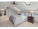 Inviting bedroom featuring vaulted ceilings, skylights, and neutral tones at 926 S Fillmore Way, Denver, CO 80209