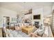 Open-concept living room boasting stylish decor, a fireplace, and seamless access to other areas of the home at 5425 S University Blvd, Greenwood Village, CO 80121