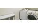 Convenient laundry room with new washer and dryer, and storage shelves at 3632 Lipan St, Denver, CO 80211