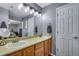 Bathroom features double sinks, wood cabinets, modern lighting, and neutral gray walls at 14803 E 119Th Ave, Commerce City, CO 80603