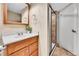 The bathroom is brightly lit and features a sink, mirror, and walk-in shower at 10301 Owens Cir, Broomfield, CO 80021