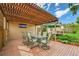 Outdoor patio with a dining area under a pergola, adjacent to lush landscaping, perfect for entertaining at 10301 Owens Cir, Broomfield, CO 80021