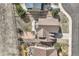 Overhead drone shot featuring the backyard space with seating at 4206 Eagle Ridge Way, Castle Rock, CO 80104