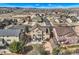 Aerial shot of the backyard with patio, seating and mountain views at 4206 Eagle Ridge Way, Castle Rock, CO 80104