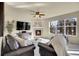 Spacious living room featuring a cozy fireplace and large windows at 16686 Rinker Way, Broomfield, CO 80023