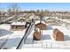 Aerial view of property showing multiple storage buildings at 245 Cedar St, Hudson, CO 80642