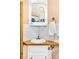 Bright bathroom featuring subway tile, wooden countertop, and ample space at 200 The Lane Rd, Golden, CO 80403