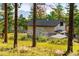 Home with greenhouse, showing a beautiful outdoor space framed by trees and mountain views at 200 The Lane Rd, Golden, CO 80403