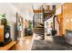Spacious living room featuring a spiral staircase at 200 The Lane Rd, Golden, CO 80403