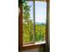Scenic window view showcasing lush green trees and mountain ranges in the distance at 200 The Lane Rd, Golden, CO 80403