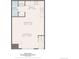 Detailed floor plan showcasing the layout of the kitchen, bathroom, dining area, and living room in the home at 1697 S Cole St # B5, Lakewood, CO 80228