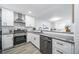 Well-equipped kitchen with stainless steel appliances, white cabinets, and a stylish backsplash at 1673 S Fulton St, Aurora, CO 80247