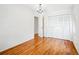 Bedroom boasts hardwood floors, built-in closet space, and a bright, airy feel at 618 S Franklin St, Denver, CO 80209