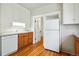 Classic kitchen showcasing a vintage refrigerator and ample cabinet space at 618 S Franklin St, Denver, CO 80209