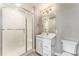 Modern bathroom with a walk-in shower, sleek vanity, and contemporary fixtures at 2323 Lakeshore Ln # 11, Superior, CO 80027
