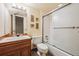Cozy bathroom includes a shower, vanity, and decor that enhances the space at 345 Harrison St, Denver, CO 80206