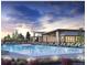 Community outdoor swimming pool with lounge chairs, patio area, clubhouse, and manicured grounds at 295 Kitselman Dr, Castle Rock, CO 80104
