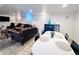 Bright living space with comfortable couches and a white table with four black chairs near modern storage at 413 Jamaica St, Aurora, CO 80010
