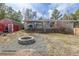 Spacious backyard featuring a stone fire pit, offering a cozy outdoor space for gatherings and relaxation at 576 S Tabor St, Elizabeth, CO 80107