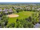 Overhead shot of the neighborhood park showing the baseball field and walking path at 11969 E Lake Cir, Greenwood Village, CO 80111