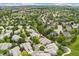 Aerial view features homes in a neighborhood with mature trees, streets, and community landscaping at 9441 Southern Hills Cir, Lone Tree, CO 80124