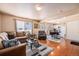 Comfortable living room with hardwood floors, a modern sofa set, and an open floor plan at 4076 Andes Way, Denver, CO 80249