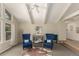 Comfortable living room showcasing vaulted ceilings, natural light, and stylish decor at 7778 S Cherry Ct, Centennial, CO 80122