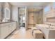 Beautiful bathroom layout featuring double sinks, an oversized tub and walk-in shower at 10119 Bellwether Ln, Lone Tree, CO 80124