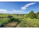Pastoral farm landscape featuring green fields, trees, and an ostrich pen at 1353 S Elbert St, Elizabeth, CO 80107