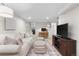 Bright living area with a comfortable couch, stylish ottomans, and a desk space at 1445 Ash St, Denver, CO 80220