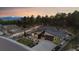 Aerial view of craftsman-style home with mountain views, landscaping, and large driveway at 16244 Thunder Cat Way, Monument, CO 80132