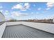 Wide angle shot of spacious, modern deck with gray composite decking and ample space to relax with beautiful neighborhood views at 1252 Yates St, Denver, CO 80204