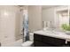 Contemporary bathroom with a shower, vanity, and modern fixtures and finishes at 2869 Kingston St, Denver, CO 80238