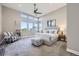 Spacious main bedroom featuring large windows, a plush bed, and modern decor at 6005 Beeler St, Denver, CO 80238