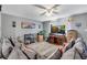 Cozy living room featuring a large sectional sofa, entertainment center, and modern decor at 5519 Tucson St, Denver, CO 80239