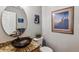 Modern bathroom with granite vanity and vessel sink at 8656 Aberdeen Cir, Highlands Ranch, CO 80130