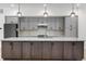 Kitchen with gray cabinets, stainless steel appliances, and a large island with pendant lighting at 2347 Kite Route Ln, Superior, CO 80027