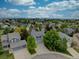 An aerial view of a neighborhood with many trees and blue skies at 9079 Garnet St, Highlands Ranch, CO 80126