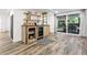 Rustic wet bar area with open shelving, a wine fridge, wood countertops, and a view to the outdoor space at 11 S Albion St, Denver, CO 80246