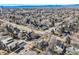 High-angle aerial view of a residential street and surrounding homes at 2 Elm St, Denver, CO 80220