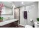 Bathroom featuring a shower, vanity and toilet at 4433 S Washington St, Englewood, CO 80113
