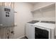 Modern laundry room with energy-efficient washer and dryer, water heater, and plenty of storage for convenience at 11228 Bella Vita Dr, Broomfield, CO 80020