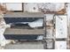 Top-down view of townhome roofs revealing architectural details and rooftop features at 2321 S Galapago St, Denver, CO 80223