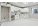 Basement kitchenette with white cabinets, marble countertops, and modern fixtures at 2321 S Galapago St, Denver, CO 80223