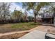 Spacious backyard featuring a patio, grassy area, and mature trees at 6220 W 11Th Pl, Lakewood, CO 80214