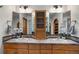 Elegant bathroom features a double vanity, custom cabinetry, and decorative lighting for a luxurious and functional space at 4515 Red Rock Dr, Larkspur, CO 80118