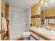 This full bathroom features a bathtub, a shower, and a vanity with a sink at 8040 E Dartmouth Ave # 16, Denver, CO 80231