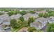 Aerial view of townhomes nestled among mature trees in a well-maintained community. Includes playground at 4070 E 119Th Pl # B, Thornton, CO 80233