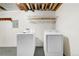 Functional basement laundry area featuring a washer, dryer and shelving for added storage at 4070 E 119Th Pl # B, Thornton, CO 80233